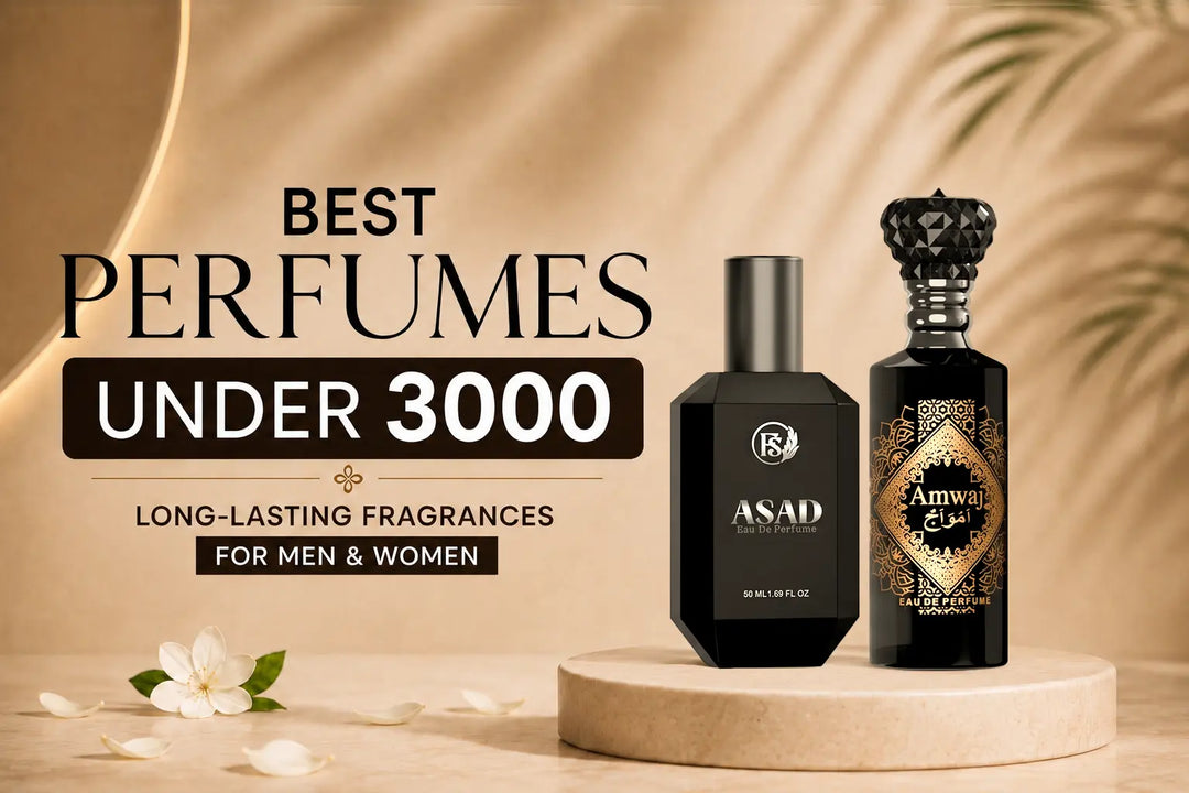 Best perfumes under 3000 featuring Asad and Amwaj long-lasting fragrances for men and women