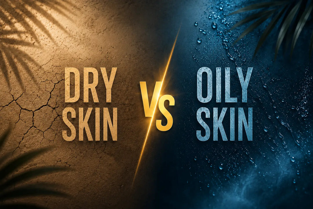 Dry vs oily skin comparison showing different skin types for choosing fragrance