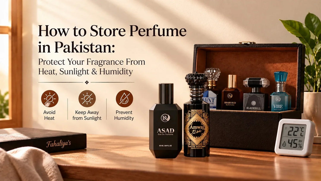 How to store perfume in Pakistan to protect fragrance from heat, sunlight and humidity