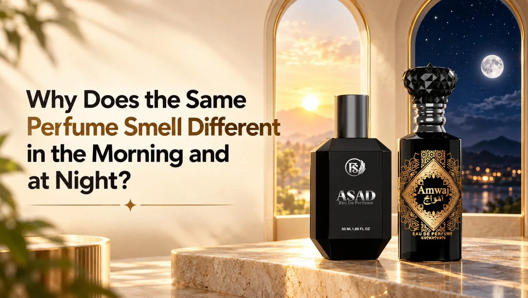 Why does the same perfume smell different in the morning and at night? Learn how temperature and environment affect fragrance performance, featuring Asad and Amwaj perfumes.