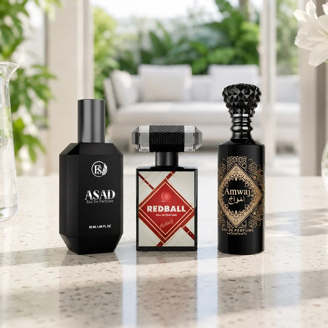 Day perfumes collection featuring Asad, Redball and amwaj fragrances