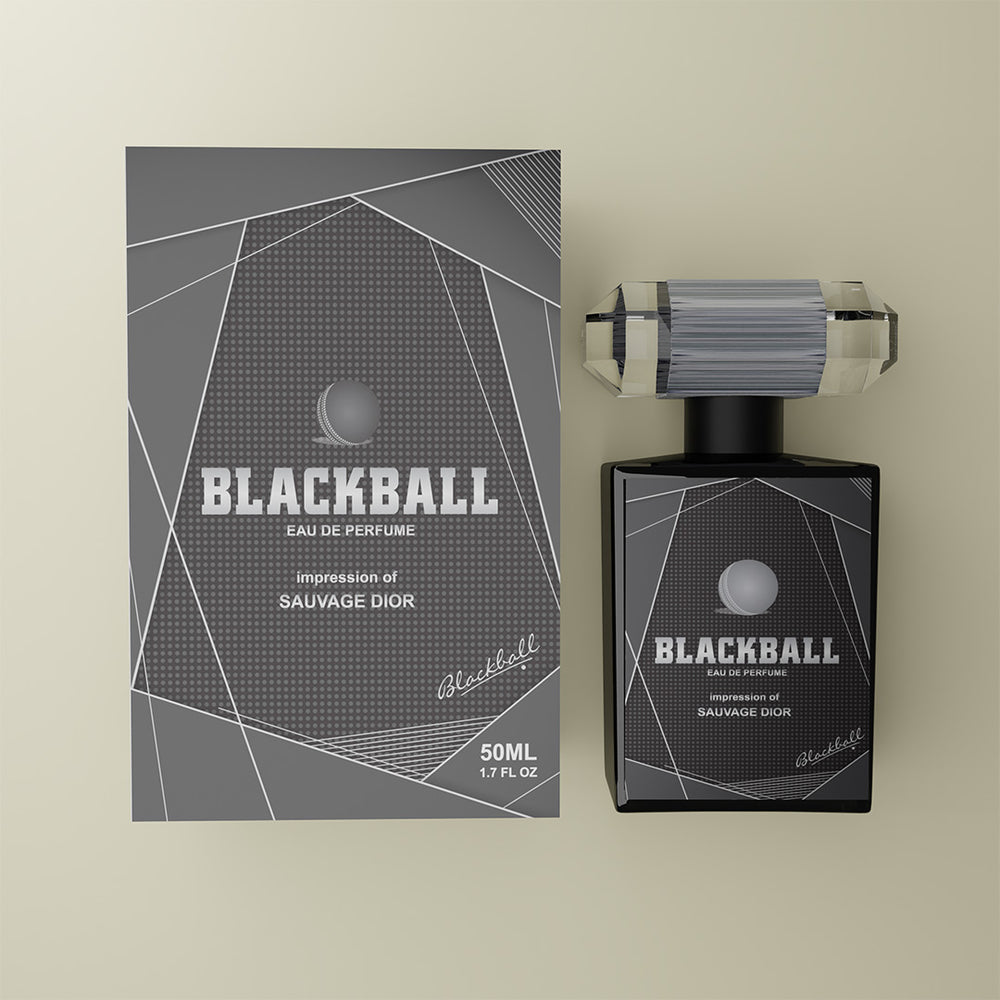 Fahaliyas Black Ball Eau de Parfum with premium packaging, a bold long-lasting fragrance.