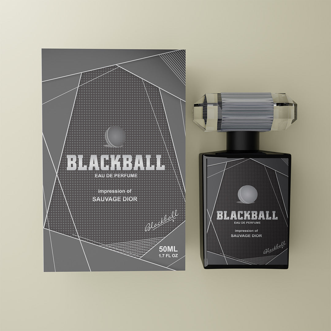 Fahaliyas Black Ball Eau de Parfum with premium packaging, a bold long-lasting fragrance.