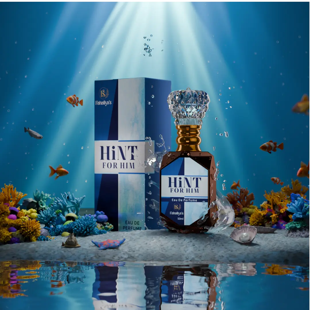 Hint For Him Eau De Parfum by Fahaliyas – refreshing men's perfume with a fresh aquatic fragrance and long-lasting performance.