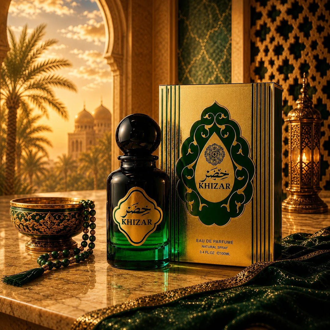 Khizar Eau De Parfum by Fahaliyas – premium Arabic perfume with a rich oriental fragrance and long-lasting scent for men and women in Pakistan.