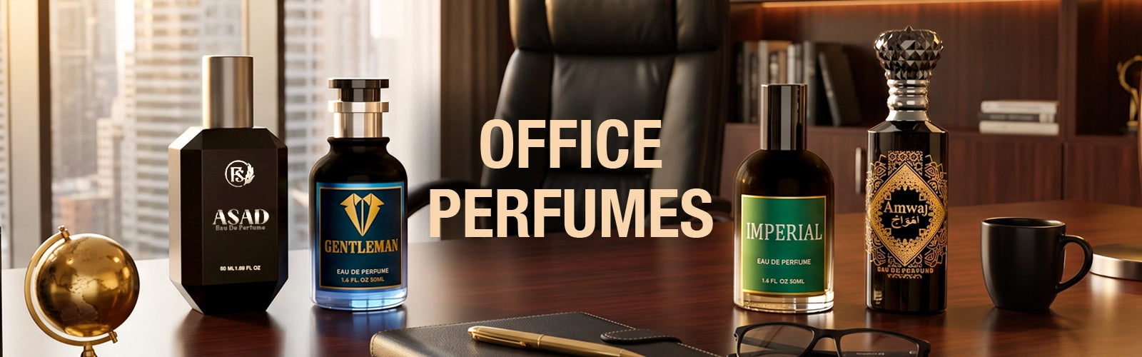 Office perfumes collection featuring fragrances suitable for professional settings
