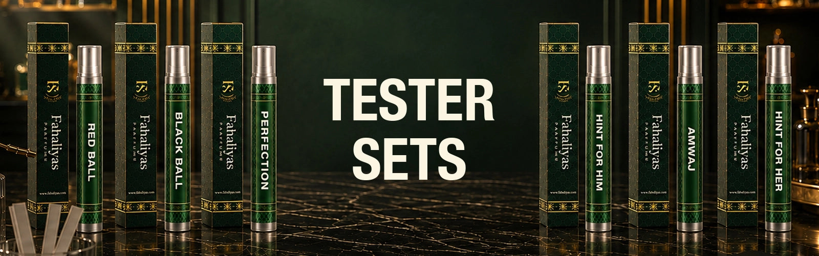 Perfume tester sets featuring multiple fragrance options for sampling