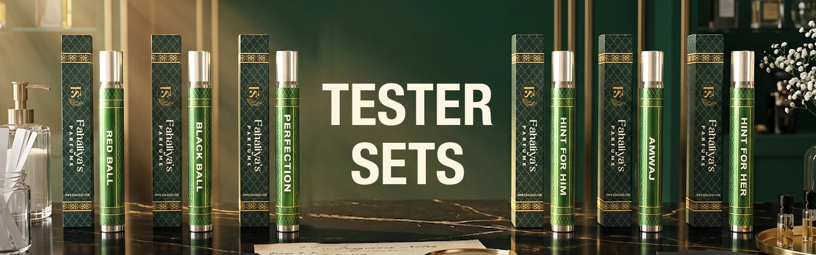 Perfume tester sets featuring multiple fragrance options for sampling