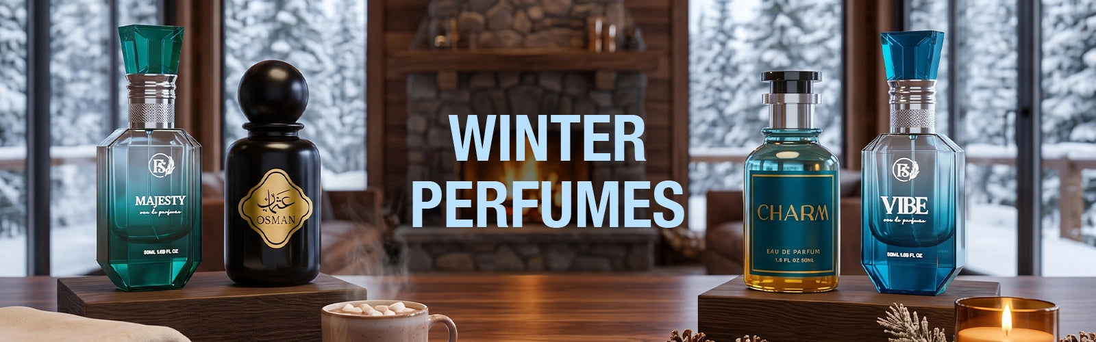 Winter perfumes collection featuring warm fragrances for the winter season