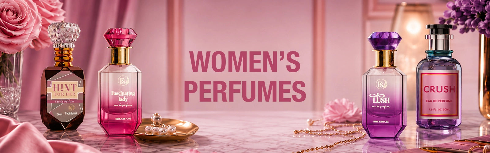 Women's perfumes collection featuring a selection of feminine fragrances
